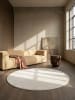 KADIMA DESIGN Rundteppich Uni Antirutsch pflegeleicht Wohnzimmer Schlafzimmer in Creme