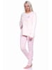 NORMANN langarm Schlafanzug Pyjama allover Druck in rosa