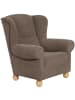 58 aufm Kessel OHRENBACKENSESSEL Kasha Bezug Veloursstoff Buche natur / sahara