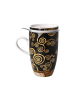 Goebel Teetasse mit Deckel und Sieb " Gustav Klimt  Der Lebensbaum " in Schwarz Gold