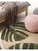 Beliani Geflochtener Teppich INCIK in Beige/Grün - (W) 140 x (H) 0.6 x (L) 140 cm