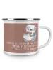 Mr. & Mrs. Panda Camping Emaille Tasse Junggesellinnenabschied E... in Braun Pastell