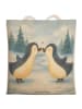 Mr. & Mrs. Panda Einkaufstasche Pinguine Kuss Design ohne Spruch in Weiß