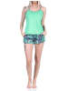 NORMANN Ärmellose Spaghetti Träger Shorty Pyjama floralem print - 72958 in grün