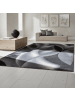KADIMA DESIGN Teppich Kurzflor Waschbar Wellen INN Strapazierfähig OEKO-TEX in Schwarz