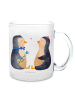 Mr. & Mrs. Panda Glas Pinguin Pärchen ohne Spruch in Transparent