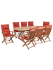 Beliani 9-tlg Gartentisch Set MAUI II in Braun/Rot
