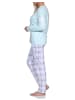 NORMANN Schlafanzug langarm Pyjama karierter Hose Jersey - 78572 in hellblau