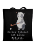 Mr. & Mrs. Panda Tragetasche Panda Hockey spielen mit Spruch in Schwarz