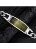 Holzkern Herren-Armband Edelstahl Modulus Blatt Grün/Silberfarben