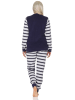 NORMANN geringelte Frottee Schlafanzug langarm Pyjama Eiskristall - 88029 in navy