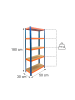 relaxdays Schwerlastregal "5 Ebenen" in Blau/ Orange - (B)75 x (H)180 x (T)30 cm