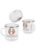 Mr. & Mrs. Panda Camping Emaille Tasse 4. Hochzeitstag Seidenhoc... in Weiß