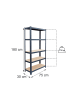relaxdays Schwerlastregal "5 Ebenen" in Anthrazit - (B)75 x (H)180 x (T)30 cm