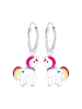 Alexander York Creolen CHARM-EINHORN rot in 925 Sterling Silber, 2-tlg. in silber