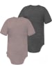 Normani Outdoor Sports 2er Set Baby Merino Body Kurzarm Tauranga in Rosa/Anthrazit