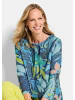 GOLDNER Kurzgröße:  Druckpullover mit Dschungel-Design in blau / grün / gemustert