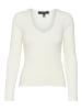 Vero Moda Eleganter Ripp Strick Pullover V-Ausschnitt VMEVIE in Creme