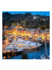 WALLART Leinwandbild - Nacht im Hafen von Portofino in Orange