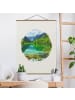 WALLART Stoffbild - Wasserfarben - Bergsee mit Spiegelung in Creme-Beige