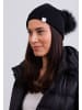CASH-MERE.CH Mütze mit Bommel in Schwarz
