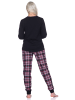 NORMANN Schlafanzug Bündchen Karohose - 75751 in schwarz