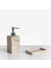 Beliani 5-tlg Badezimmer-Zubehör VILCANOTA in Beige/Silber
