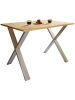 VCM  Premium Holz Esstisch Küchentisch Xona X 140x80 in Silber / Honig-Eiche