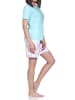 NORMANN Schlafanzug kurzarm Shorty Pyjama Schleifen Motiv in türkis