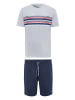 Threadbare Schlafanzug Jonas PJ Set in Grey Marl & Navy