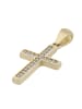 Adeliás Damen Anhänger – Kreuz Kreuzanhänger aus 333 Gold mit Zirkonia in gold