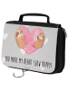 Mr. & Mrs. Panda Make-Up Tasche Faultiere Herz mit Spruch in Grau Pastell