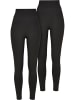 Urban Classics Urban Classics Damen Ladies High Waist Leggings 2-Pack in black+black