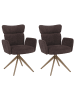 MCW 2er-Set Esszimmerstuhl N11 Bouclé 350g/m², Dunkelbraun, Beine Holz-Optik