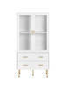 Beliani Vitrine MILORA in Weiß/Gold - (W) 80 x (H) 160 x (L) 40 cm