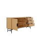 SalesFever Sideboard 160 cm mit Stauraum - Eiche Echtholzfurnier & Metallgestell in Schwarz