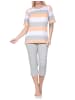 NORMANN Capri Schlafanzug kurzarm Blockstreifen in apricot