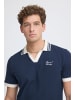 CASUAL FRIDAY Einfarbiges Poloshirt V-Ausschnitt Kurzarm in Blau-2