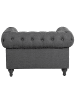 Beliani Sessel CHESTERFIELD in Grau/Dunkler Holzfarbton - (W) 110 x (H) 70 x (L) 75 cm