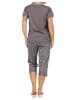 NORMANN kurzarm Capri Schlafanzug und langer Caprihose - 66878 in grau