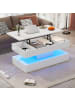 ABRIHOME Couchtisch mit LED-Beleuchtung und Hydraulischem Hub in Weiß