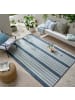 KADIMA DESIGN Outdoor Teppich Streifen, Geometrisch, Terrasse schmutzabweisend in Blau-Grün