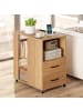 COSTWAY Beistelltisch mit Rollen 60 x 40 x 65,5 cm in Hellbraun