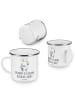 Mr. & Mrs. Panda Camping Emaille Tasse Busfahrer Helden mit Spruch in Weiß