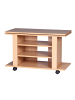 KADIMA DESIGN TV HiFi Bank aus Buchenholz, modern, drehbar und rollbar, mit 3 Ebenen