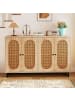 COSTWAY Sideboard mit Rattantüren 126 x 40 x 81 cm in Hellbraun