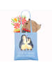 Mr. & Mrs. Panda Jutebeutel Pinguin umarmen mit Spruch in Sky Blue