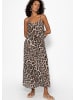 SASSYCLASSY Leicht transparentes Musselin Beach Kleid mit Leo-Print in Beige