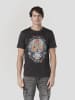 KOROSHI Crew t-shirt baumwolle druck-emb in anthrazit