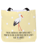 Mr. & Mrs. Panda Strandtasche Storch mit Spruch in Gelb Pastell